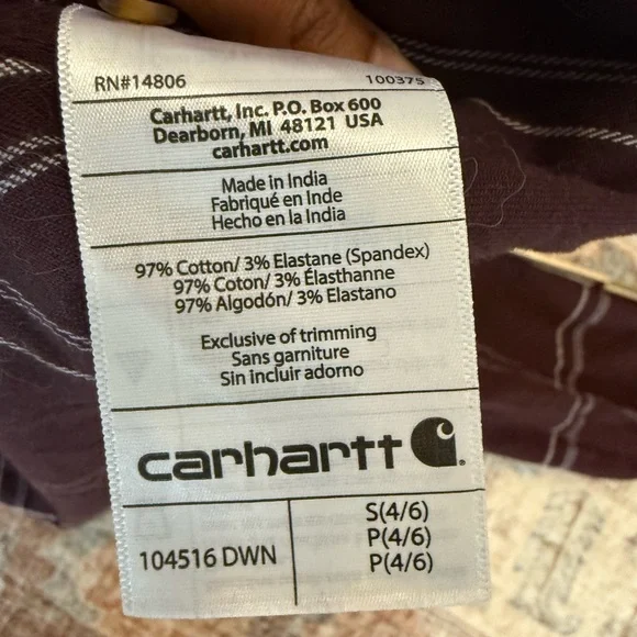 Carhartt Women’s Maroon Plaid Button-Down Shirt - Picture 6 of 6